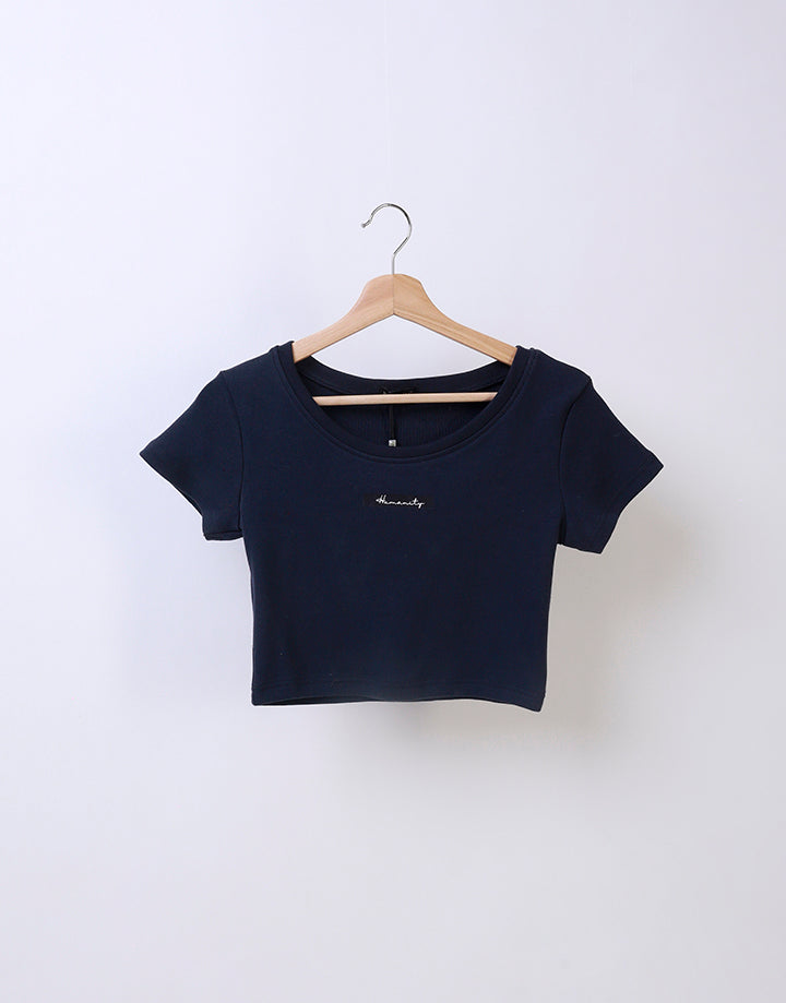 Short Sleeves Crop Top with Screen Print