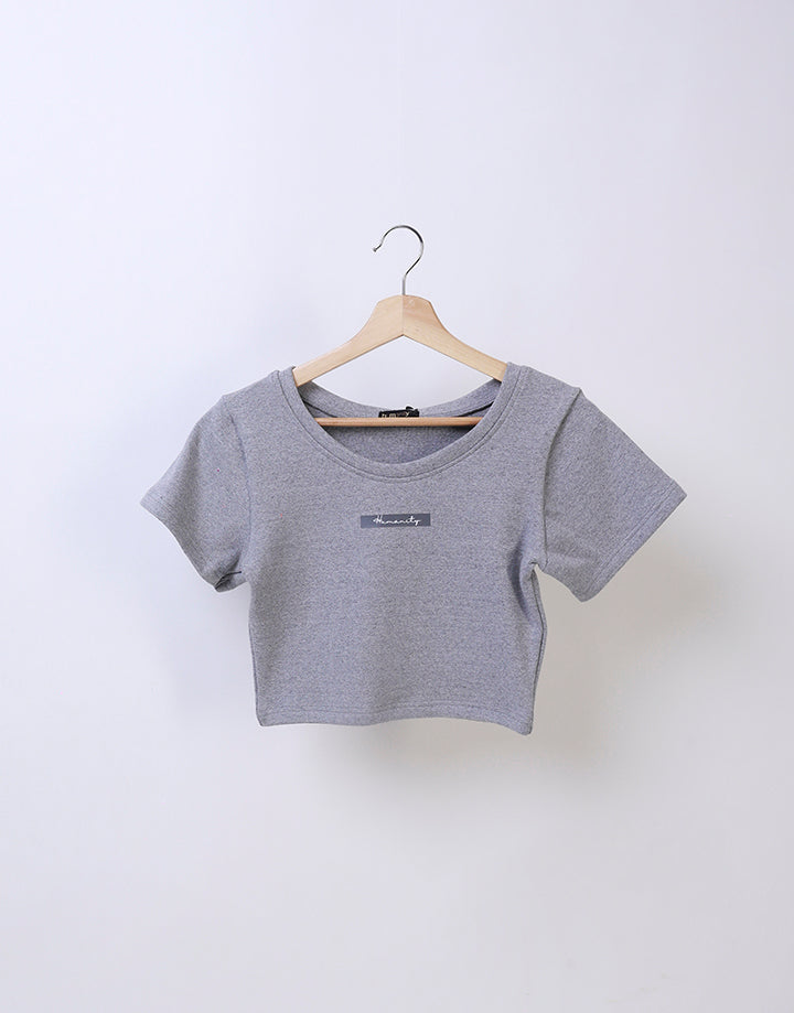 Short Sleeves Crop Top with Screen Print