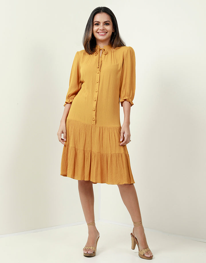 ¾ Sleeves Drooped Waist Dress