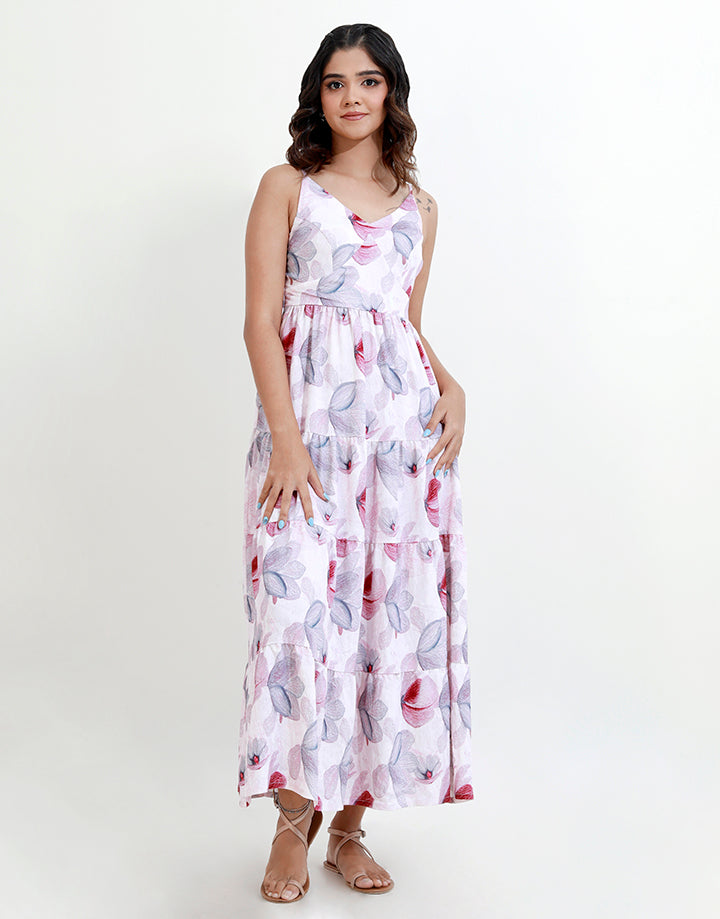 Smocked V-Neck Strappy Dress