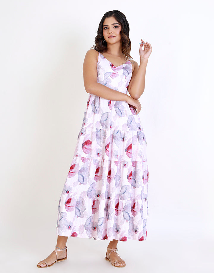 Smocked V-Neck Strappy Dress