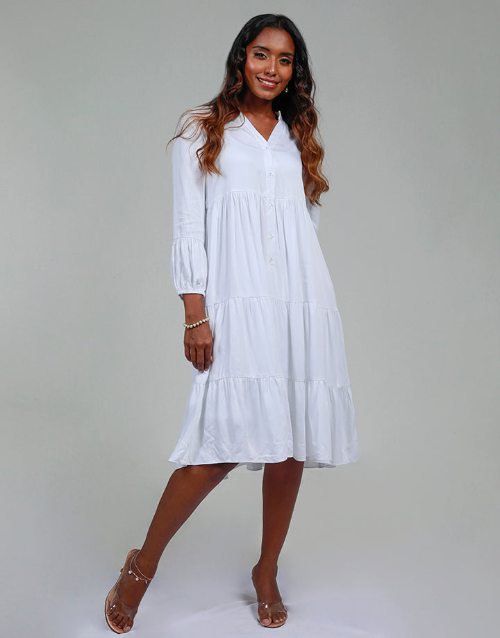 Tiered Dress with Bishop Sleeves