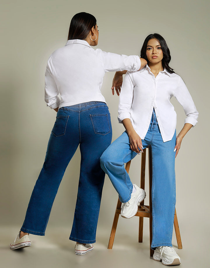 MOODS Mom Jeans with Elastic Waist