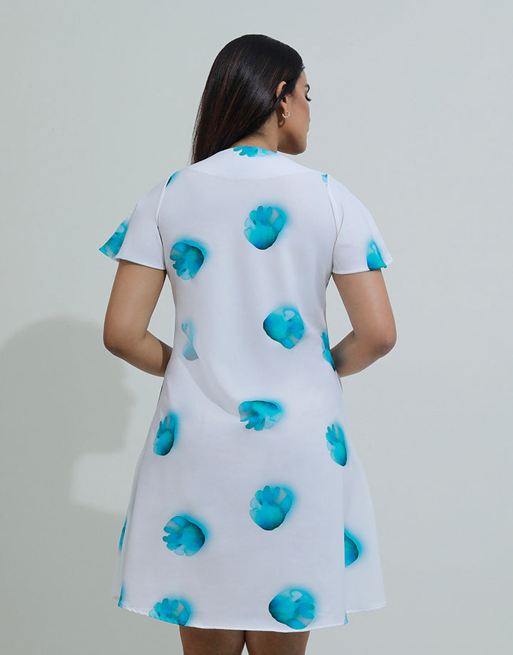 Flare Sleeve A-Line Dress with Pockets