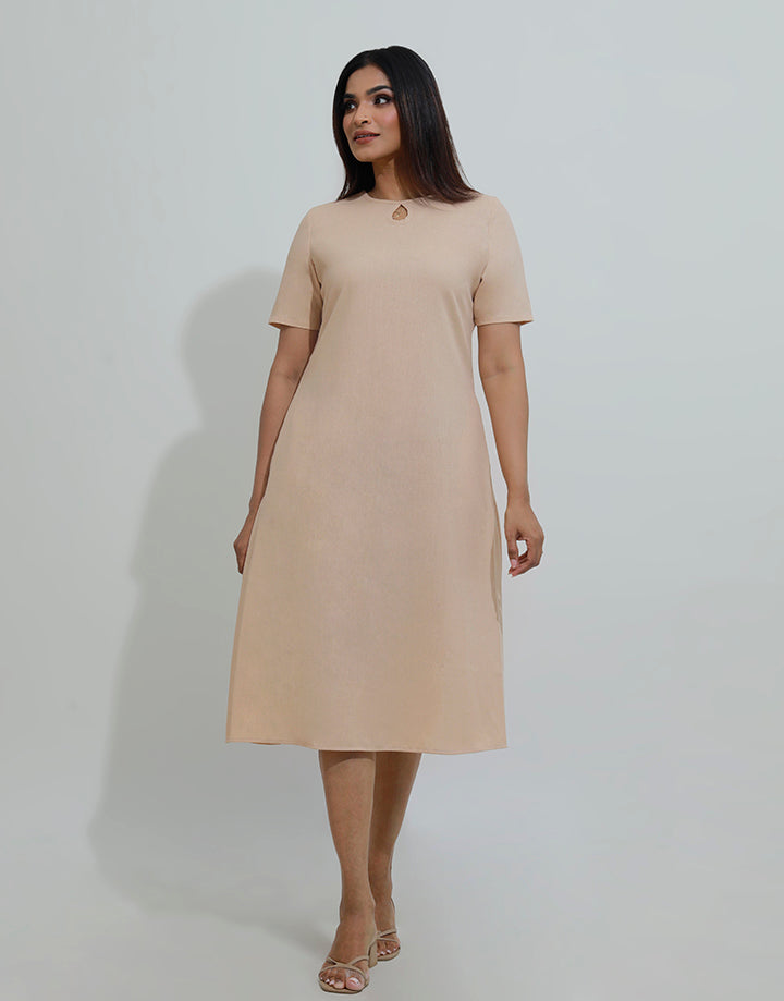 Short Sleeve Dress with Front Keyhole
