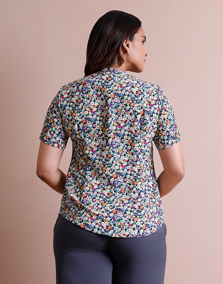 Floral Printed Short Sleeve Blouse