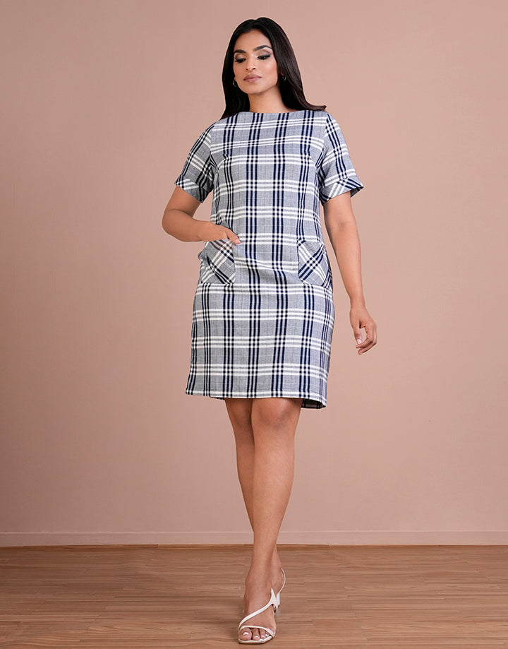 Short Sleeve Patch Pocket Shift Dress