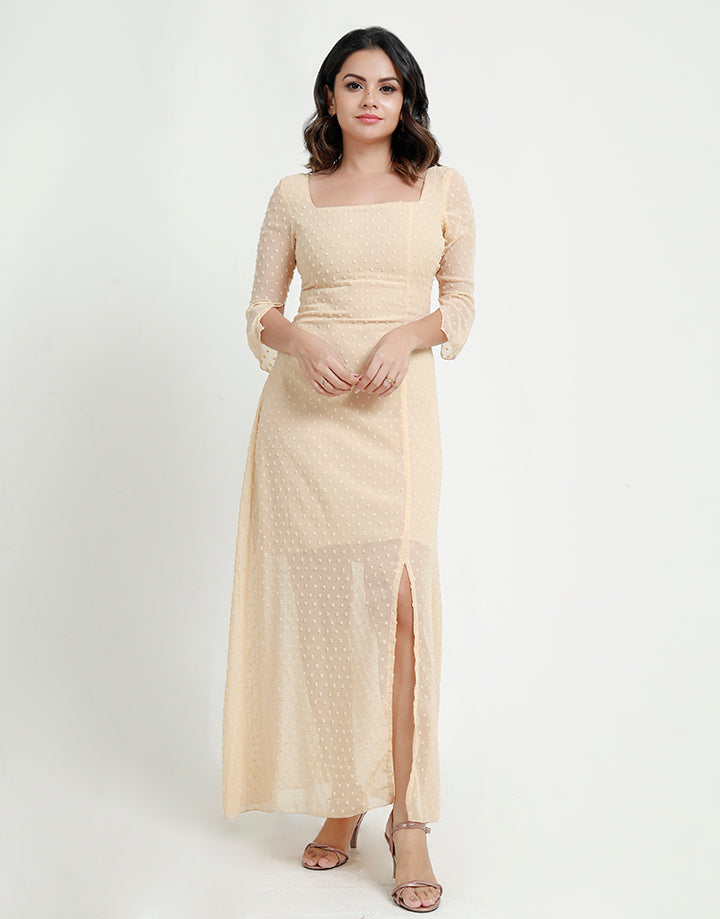 Square Neck Maxi Dress with Slit
