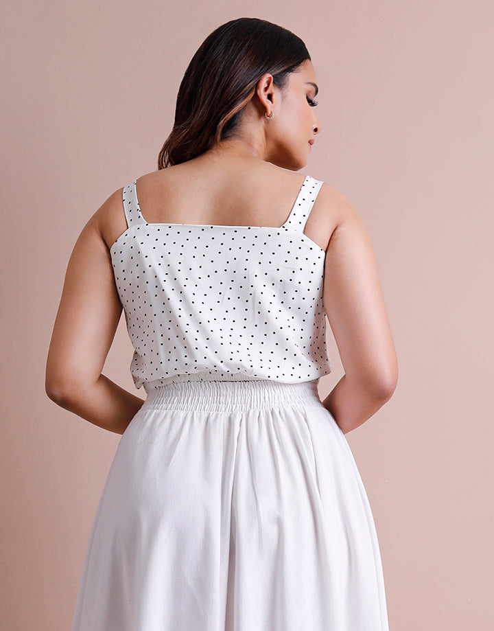 Polka Dot Strappy Crop Top