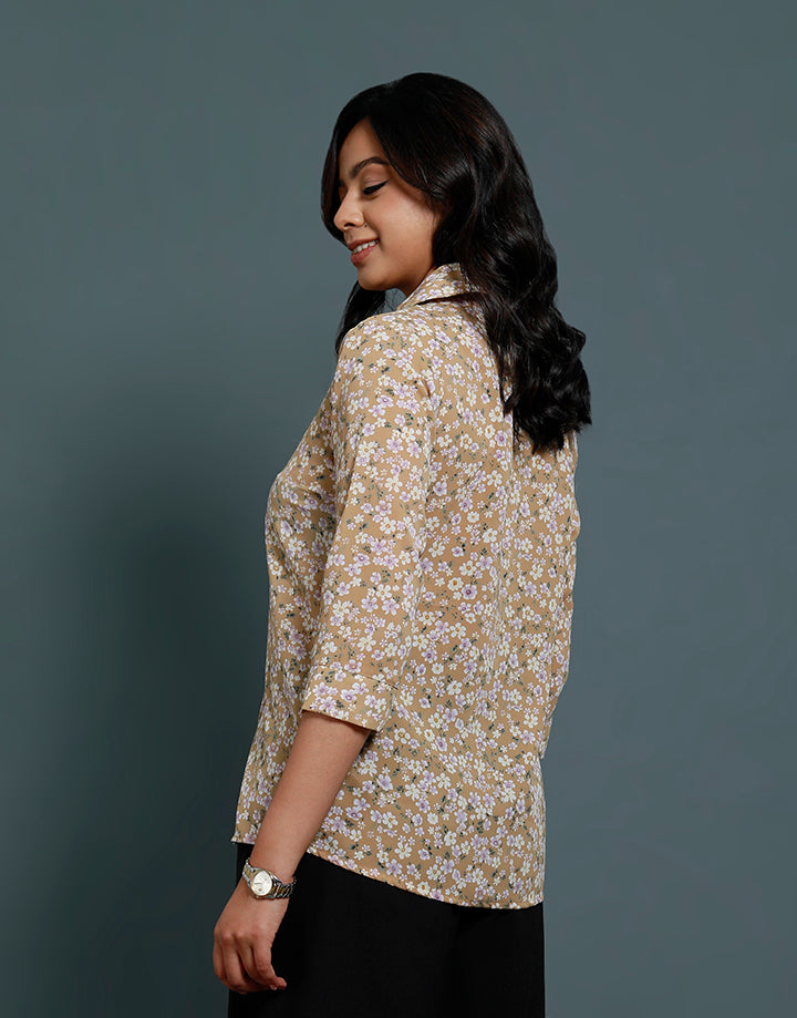 Stand Collar Button Down Blouse