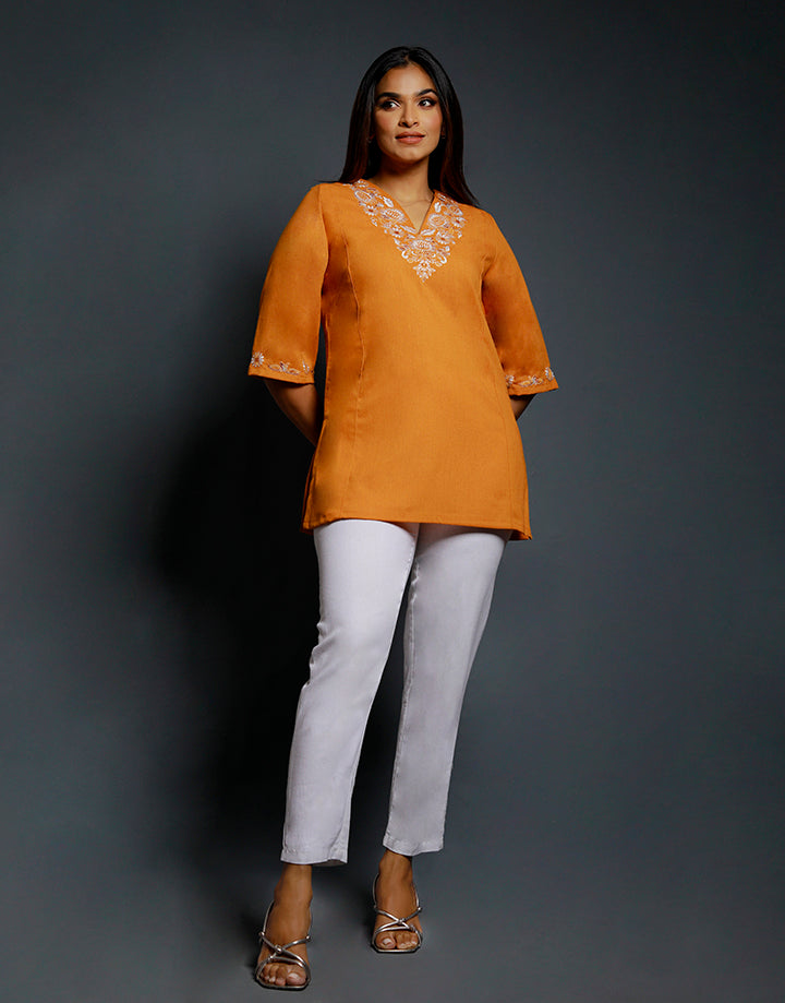 3/4 Sleeve Kurta with Embroidery