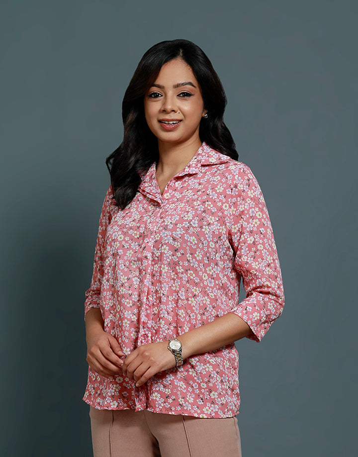 Stand Collar Button Down Blouse