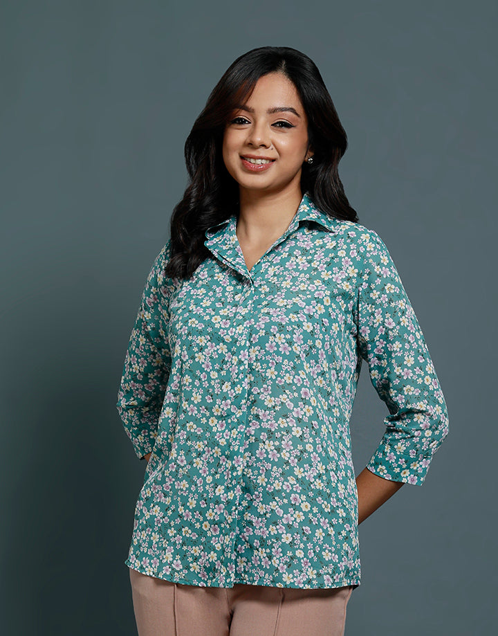 Stand Collar Button Down Blouse