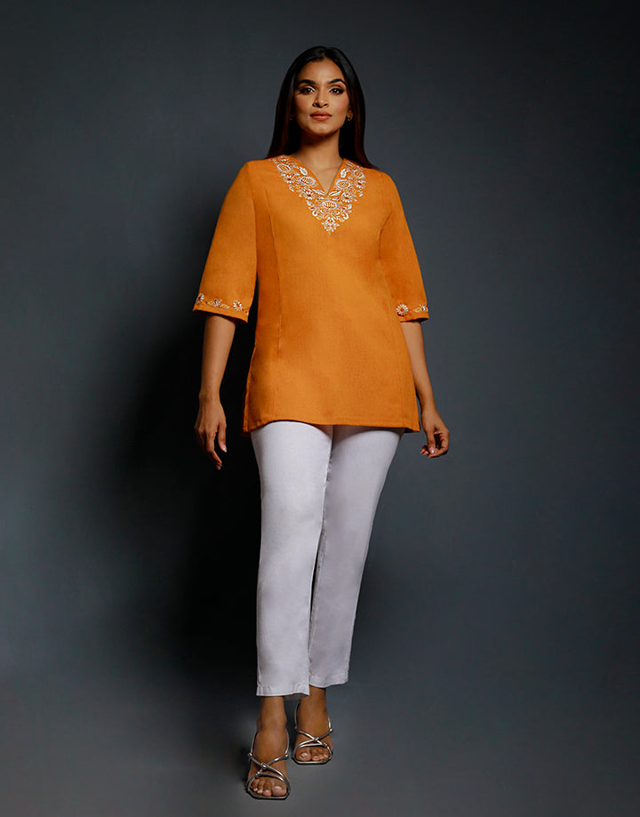 3/4 Sleeve Kurta with Embroidery