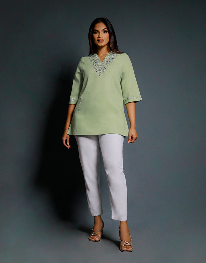 3/4 Sleeve Kurta with Embroidery