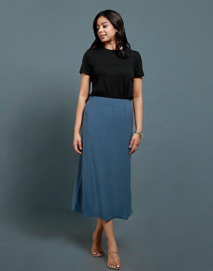 Plain A-Line Skirt with Elastic Band