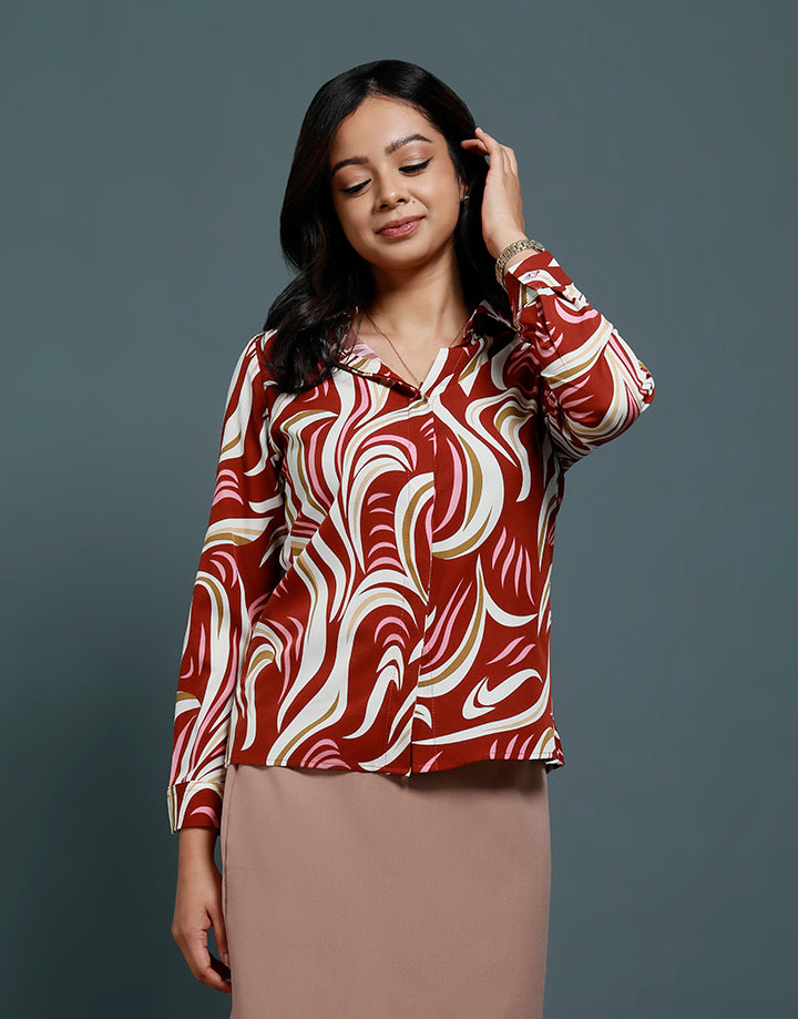 Button Down Blouse with Standard Collar