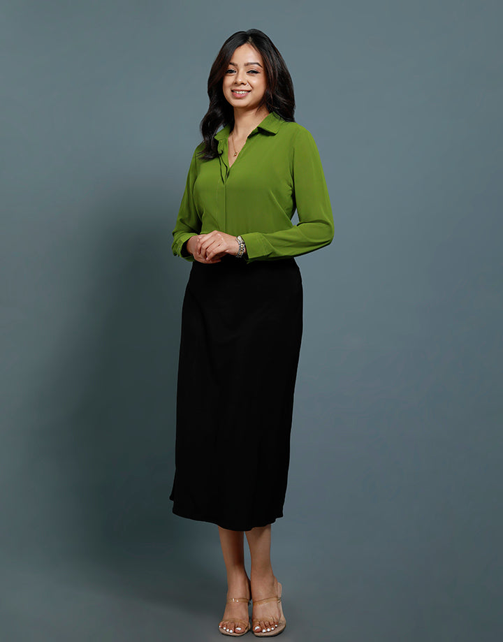 Plain A-Line Skirt with Elastic Band