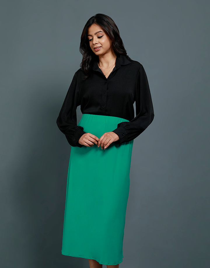 Plain A-Line Skirt with Elastic Band