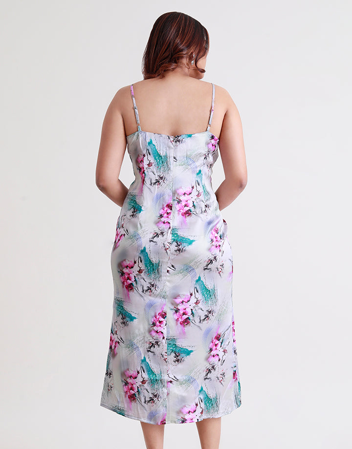 Printed Strappy Midi Dress