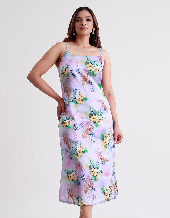Printed Strappy Midi Dress
