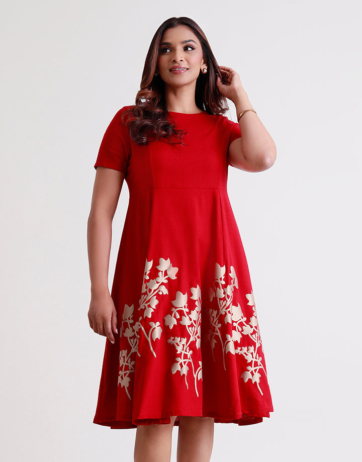 Short Sleeve Princessline Midi Dress