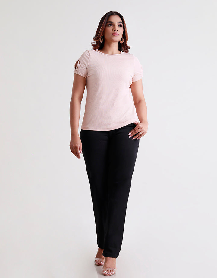 Stylish Sleeve Open with Rib Top