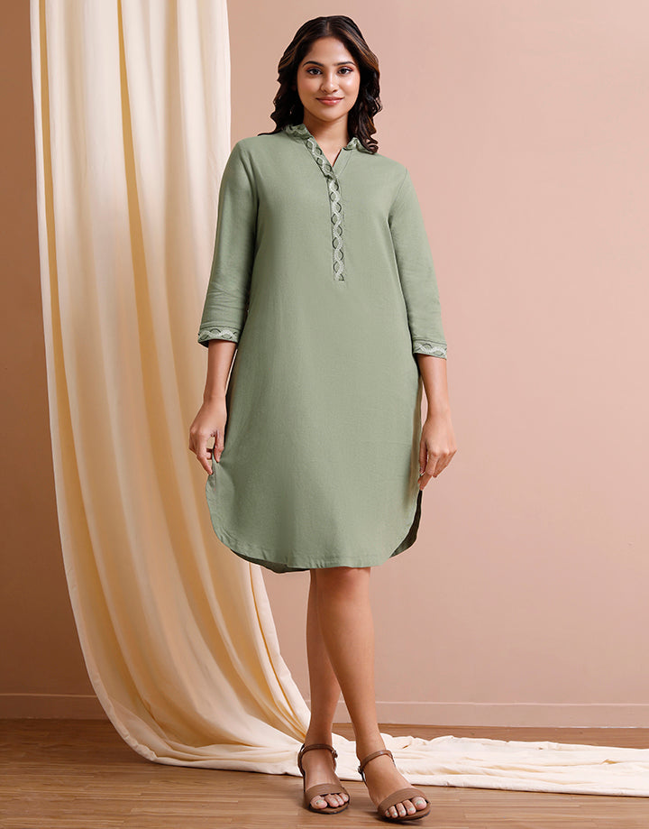 Embroidered Placket shirt Dress