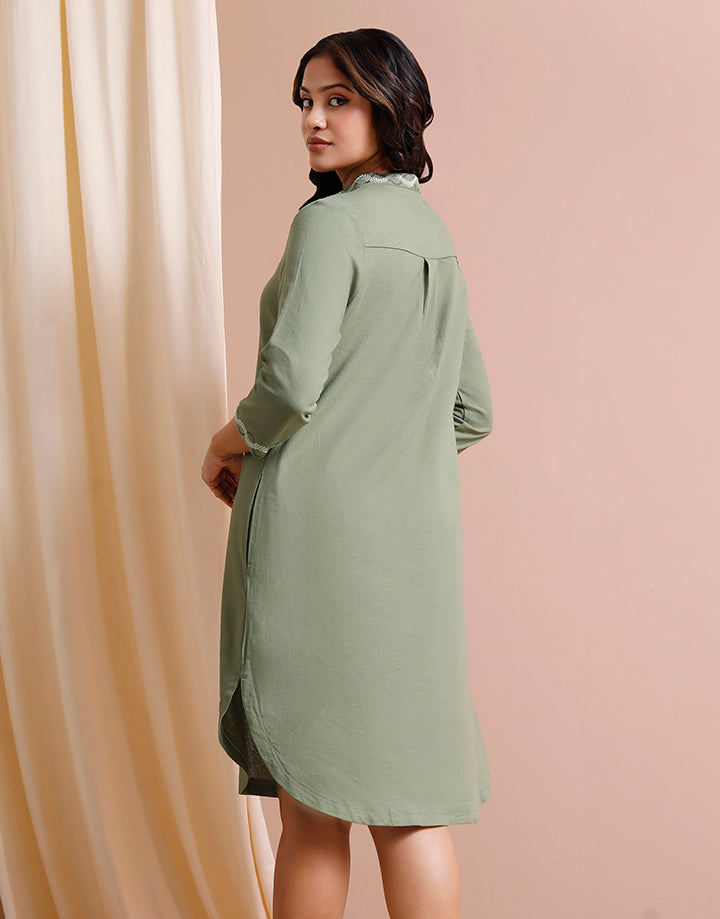 Embroidered Placket shirt Dress