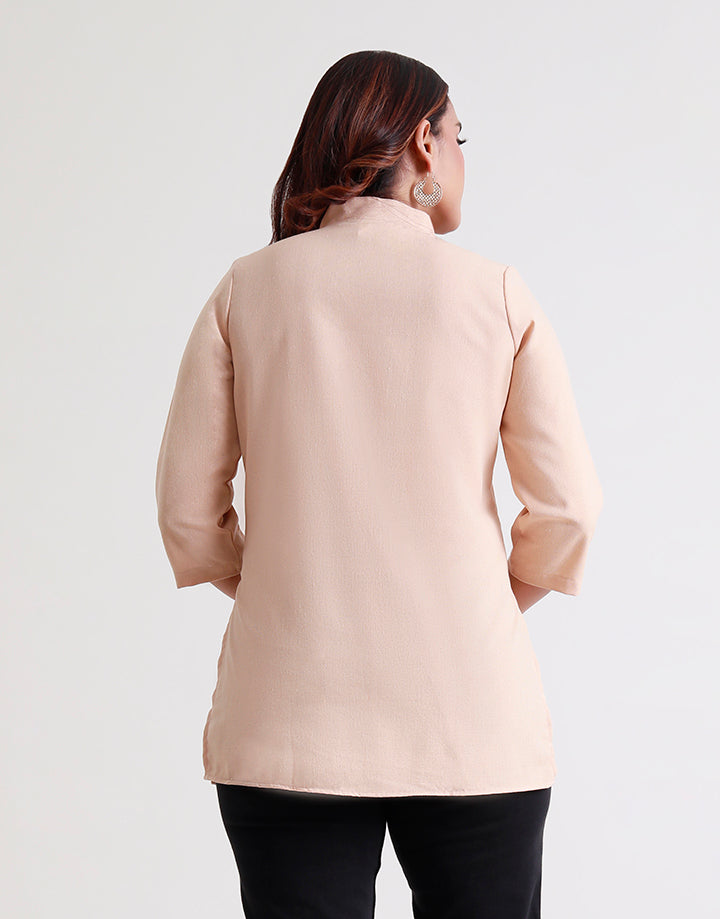 3/4 Sleeve Embroidery Half Collar Top