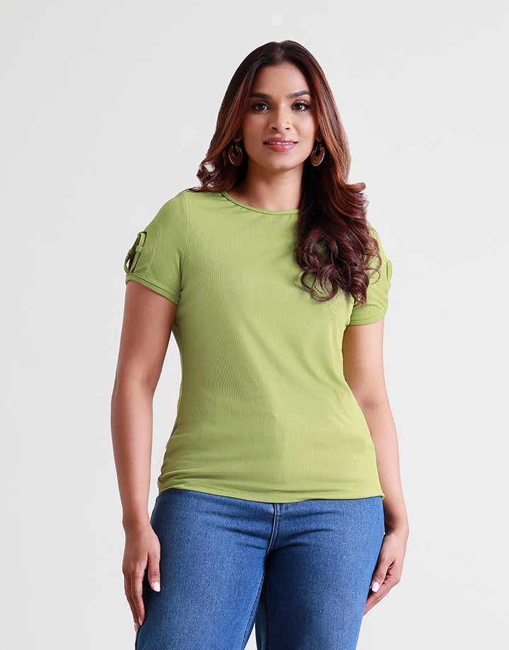 Stylish Sleeve Open with Rib Top