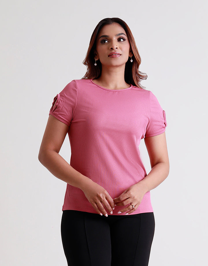 Stylish Sleeve Open with Rib Top