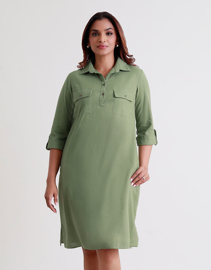 Patch Pocket Shirt Dress