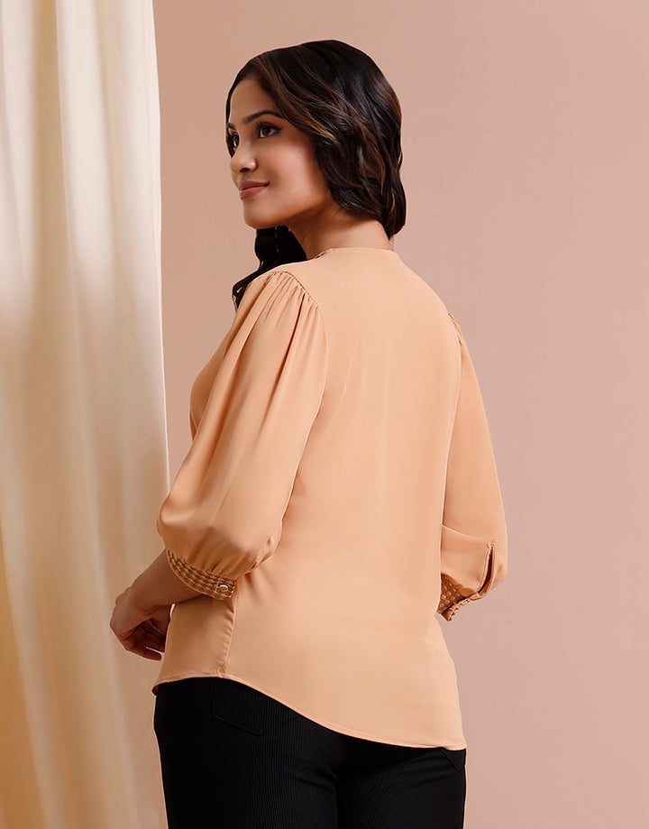 Puff Sleeve Top with Embroidered Detail