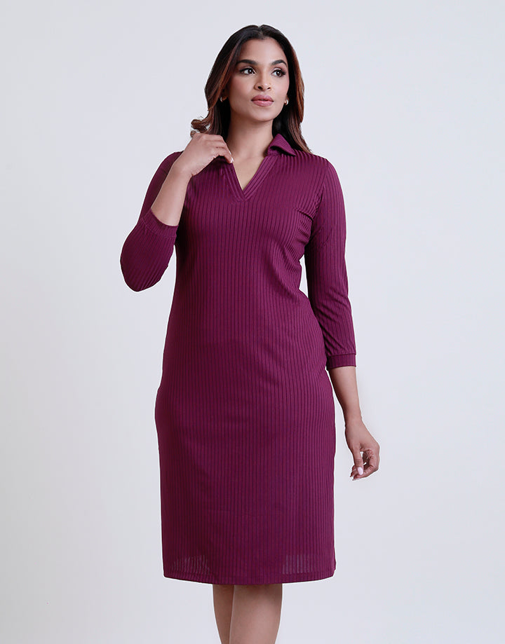3/4 Sleeve Bodycone Rib Dress