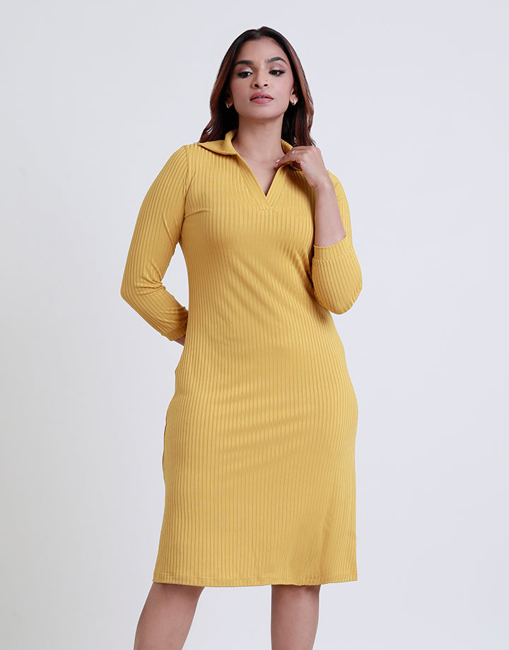 3/4 Sleeve Bodycone Rib Dress