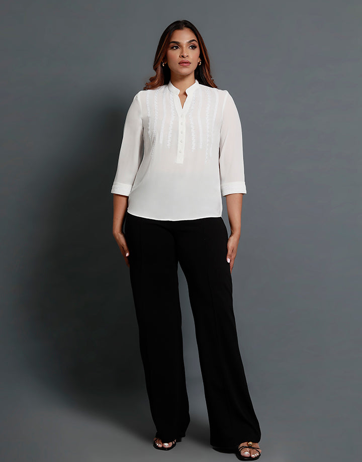 3/4 Sleeve Top with Embroidered