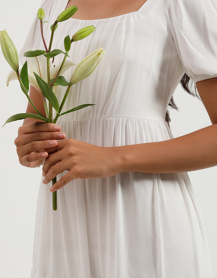 Bustier Back Zipper Tiered Dress