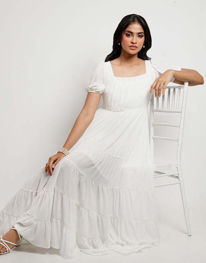 Bustier Back Zipper Tiered Dress