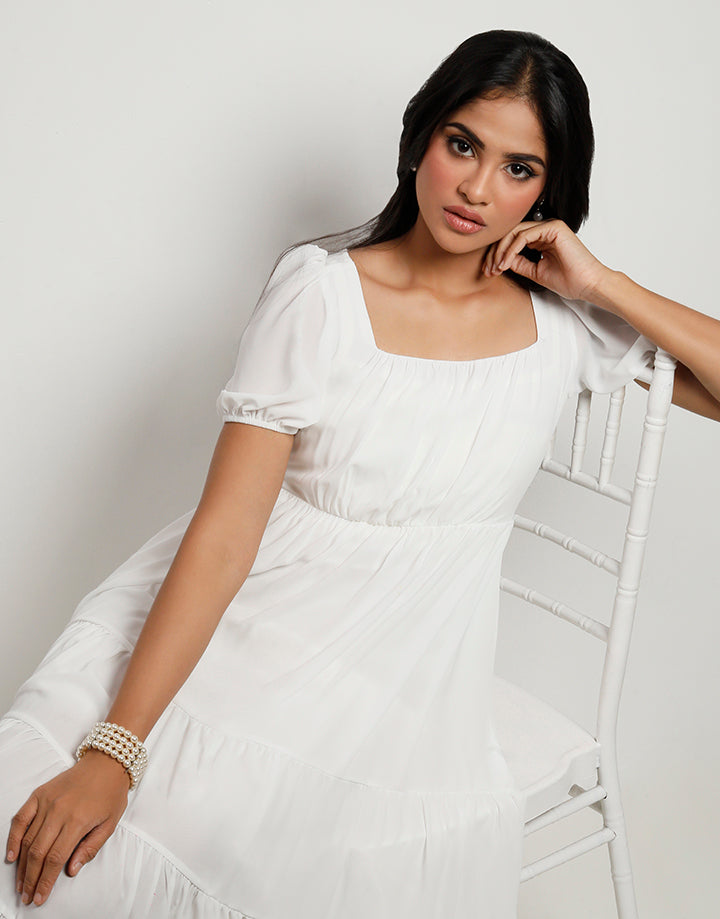 Bustier Back Zipper Tiered Dress