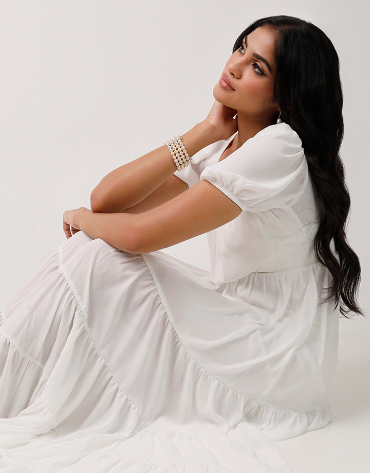 Bustier Back Zipper Tiered Dress