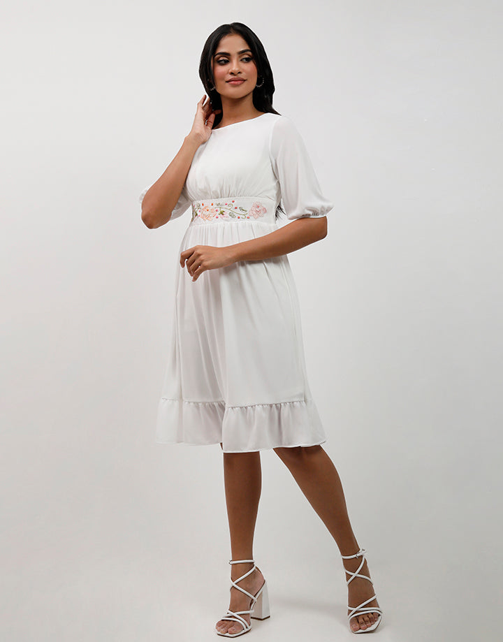 White Shadow Wear Dress with Frill Hem