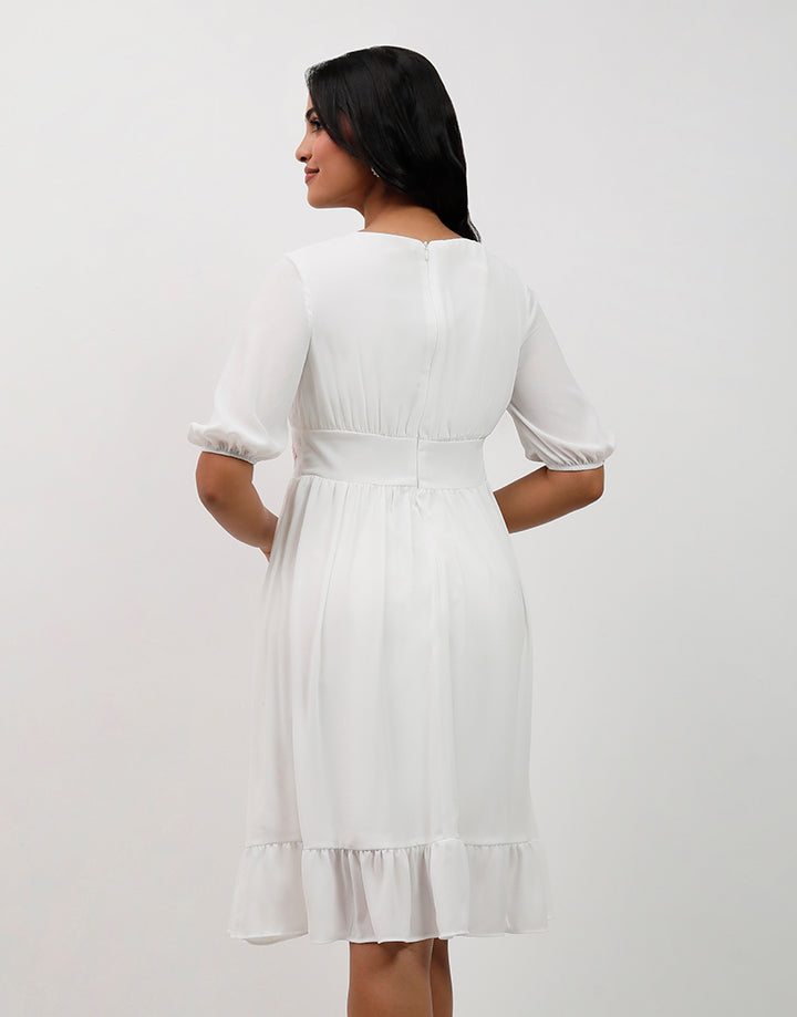 White Shadow Wear Dress with Frill Hem