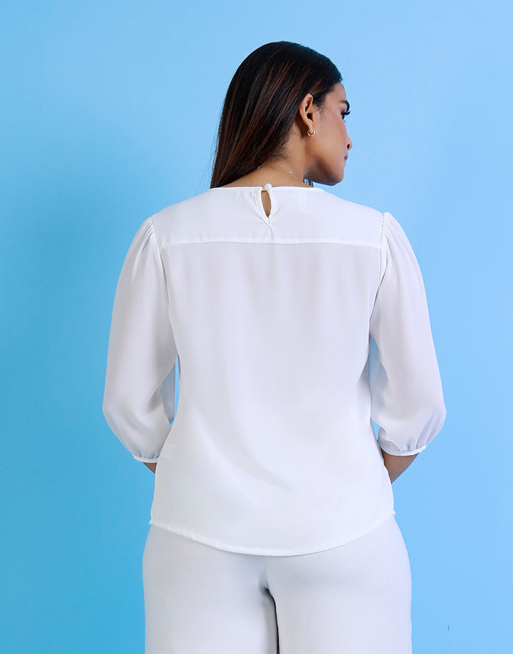 Puff Sleeve Top with Lace Detail