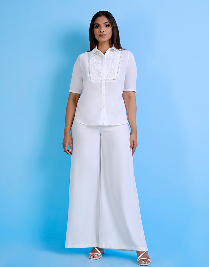 Elbow Length Sleeve with Front Yoke Blouse