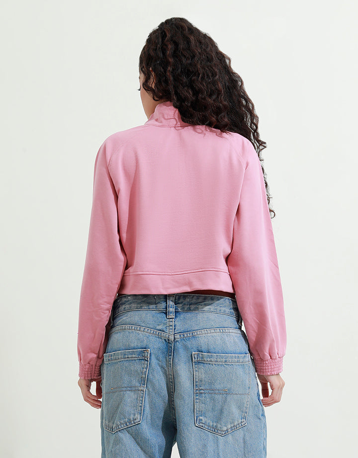 High Neck Crop Top with Zip