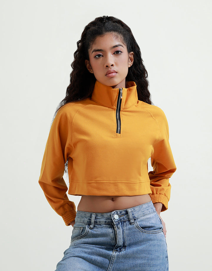 High Neck Crop Top with Zip