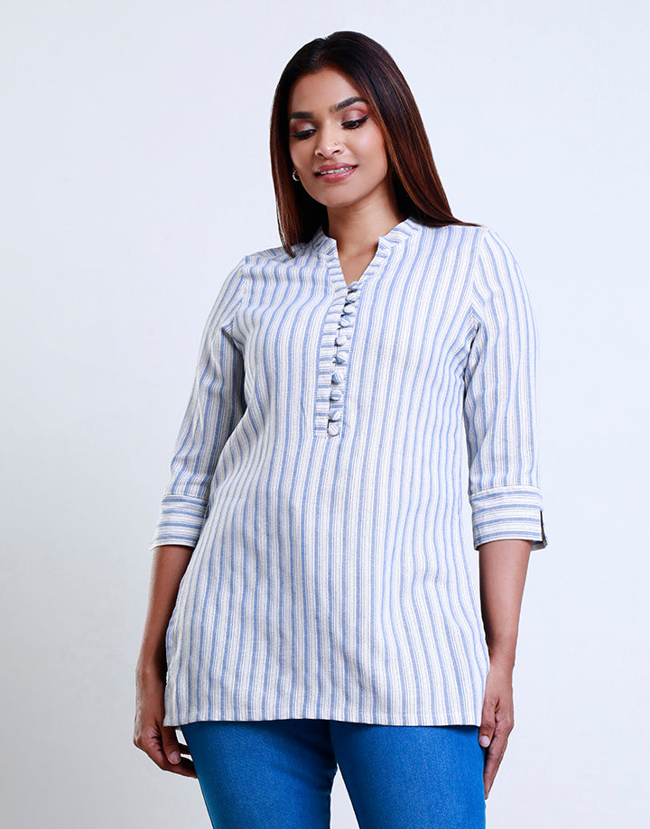 3/4 Sleeve Half Placket Strip Kurta