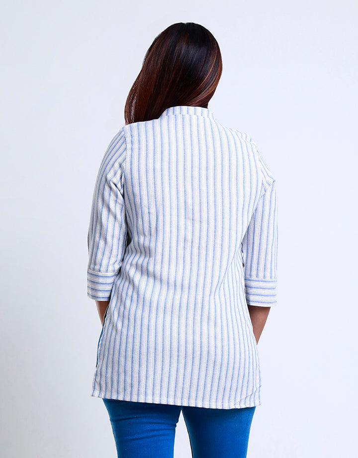 3/4 Sleeve Half Placket Strip Kurta