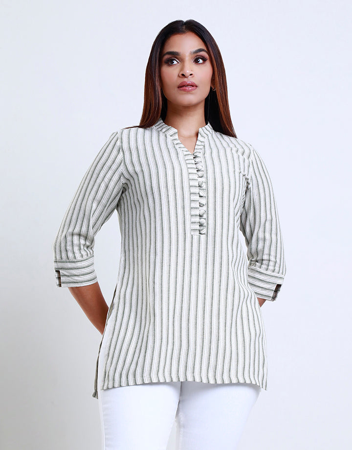 3/4 Sleeve Half Placket Strip Kurta